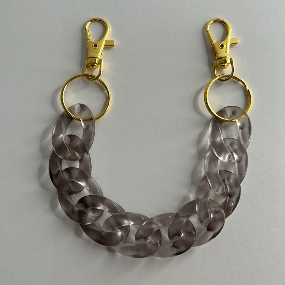 Acrylic Translucent Smokey Grey Chain Link Bag Strap Wristlet or Charm/Keychain